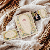 Photo Pastel Floral Wreath Graduation Celebration Aankondiging