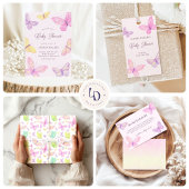 Pastelvlinders Roze Paarse Elegant Baby shower Kaart