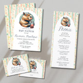 Striped Funny Capybara Custom Name Baby Shower Ronde Sticker