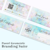 Trendy Iridescent & Pastel Geometric QR Code Visitekaartje