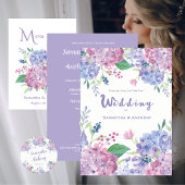 Pastel hortensia's Paarse bruiloft Kaart