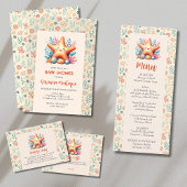 Pastel Ocean Starfish Personalized Baby Shower Kaart