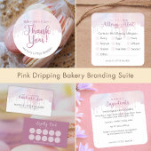Pastel Pink Dripping Bakery Pastry Chef Visitekaartje