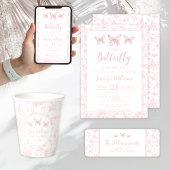 Roze kleine vlinder baby shower snoep gunst doos bedankdoosjes