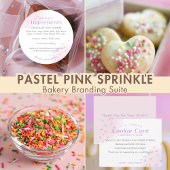 Pastel Pink Sprinkle Bakery Product Name Ronde Sticker
