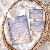 Pastel Seashell Pearl Baby Shower Kaart