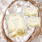 Pastel Silly Goose Farm Baby Shower Kaart