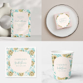 Turquoise Zonneschijfruit Bruiloftsdouche Ronde Sticker