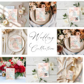 Pastel Waterverf Bloemige Abstracte Vormen Bruilof Save The Date