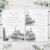 Pastel Venetië Italië Canals Waterverf Bruiloft Save The Date (Personaliseer de collectie van deze zelfstandige maker.)
