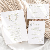 Whimsical Pastel Wildflower Monogram Crest Bruilof Kaart