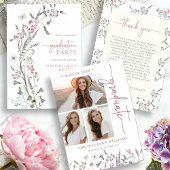 Pastel Wildflower Afstuderen Naam Kaart Mini Visitekaartje