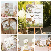 Wildflower Deer Rustiek Baby shower Ronde Sticker