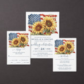 Amerikaanse vlag en zonnebloemen Alles in één brui Kaart (Personaliseer de collectie van deze zelfstandige maker.)