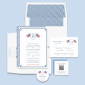 Timeless Monogram Crest 4 juli Wedding Kaart