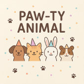 Paw-ty Animal- Aangepaste foto-huisdier verjaardag Kaart