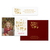 Gold Peace Love Joy Holiday Family Return-adres Etiket