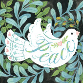 Peace Dove Illustrated Kerstmis Ronde Sticker