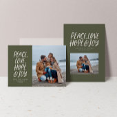 Vrede liefde hoop vreugde groen kersttype cadeaulabel