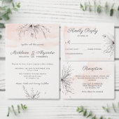 Perzik en grijze romantische bruiloft met uitzonde folie uitnodiging (Personaliseer de collectie van deze zelfstandige maker.)