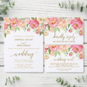 Perzik en roze pony Flowers Weddenschap Hartelijk  Bedankkaart (Personaliseer de collectie van deze zelfstandige maker.)