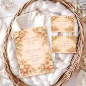 Peach Blossom Garden Baby Shower Kaart