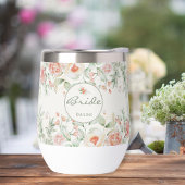 Romantische koraal perzik crème en salie groene bl kaart