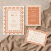 Peach Chantilly Lace Border Elegant Wedding Kaart (Personaliseer de collectie van deze zelfstandige maker.)