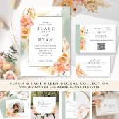 Elegant Perzische Blush Cream and Sage Oval Wedden Kaart