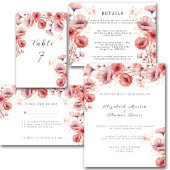  Roze, Perzik Fuzz, Waterverf bruiloft Kaart