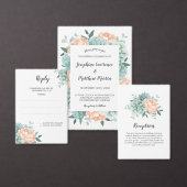 Pioenroos en vetplanten Waterverf Bloemenbruiloft Kaart (Personaliseer de collectie van deze zelfstandige maker.)