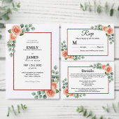 Perzik Rozenwaterverf Eucalyptus Rand Bewaar de  Save The Date (Personaliseer de collectie van deze zelfstandige maker.)