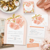 Gratis drink bruiloft voucher perzik bloesem mini visitekaartjes