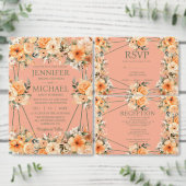 Peach Summer Wedding Receptie Enclosure Kaart (Personaliseer de collectie van deze zelfstandige maker.)