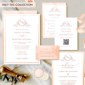 Elegant Monogram Perzik Bruiloft Programma