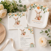 Mooie Konijn Perzik Bloemige Bedank Tag Cadeaulabel