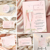 Elegante parels en roze Prosecco Recept Verzoek Informatiekaartje