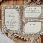 Elegante Parels Bruiloft Kaart