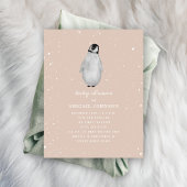 Baby Penguin Roze Meisje Winter Baby shower Dank Bedankkaart
