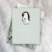 Baby Penguin Winter Blue Baby shower Book Request Informatiekaartje