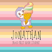 Leuke Happy Ice Cream Penguin Cartoon Illustratie Notitieboek