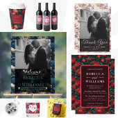 Boho Blue Pink Peonies Flower Wedding  Kaart