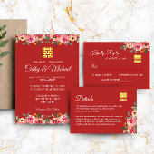 Rode pony flora Chinese bruiloft dubbel geluk Menu