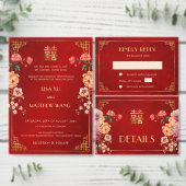 Gouden Rode Chinese Trouwlabel Etiket (Personaliseer de collectie van deze zelfstandige maker.)