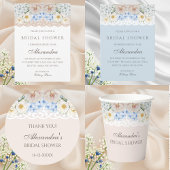 Roze Witte Pioenblauwe Hydrangea Vrijgezellenfeest Kaart