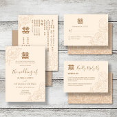 Chinese tweetalige elegante pioenrozen bruiloft kaart