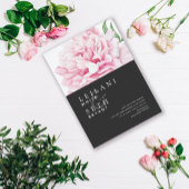 Modern kleurenblok geschilderd roze pioen bloemig wijn etiket