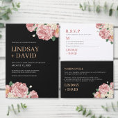 Pioen Rozen op Black Wedding Ceremony Programma (Personaliseer de collectie van deze zelfstandige maker.)