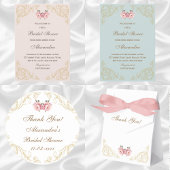 Roze Bloemen Rococo  Pioen Vrijgezellenfeest Servet