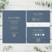 Blauwe bruiloft met Latticework Patroon Menu (Personaliseer de collectie van deze zelfstandige maker.)